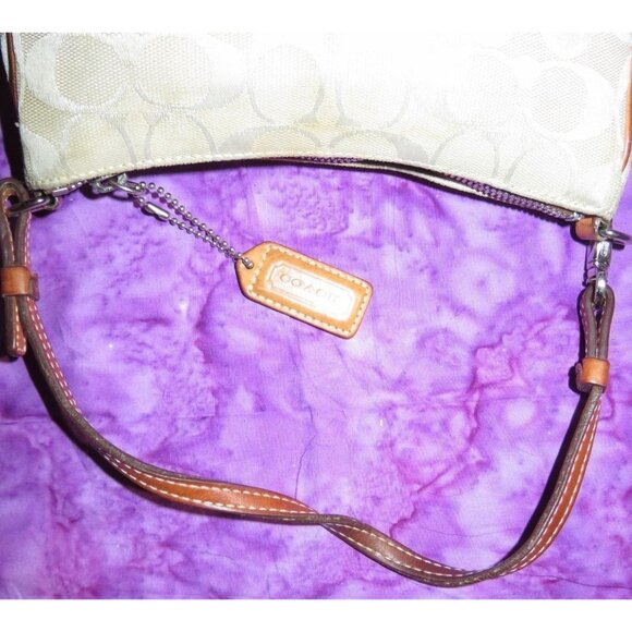 Coach 2001Cream & Tan Demi Baguette Bag in Signature C Canvas & Vachetta Leather - Picture 9 of 11